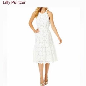 Lilly Pulitzer White Eyelet Midi Dress EUC SIZE XL